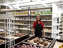 Public Screwing With A Brunette That Fucks Between The Aisles