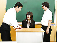 Petite Japanese Teacher In Glasses Squirting Heavily While Being Group Fucked In The Classroom