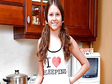Curious Teen Girl Squats Down On Enormous Dildo
