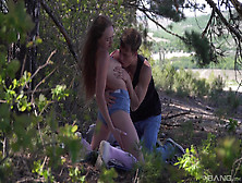 Hard Fucked Into The Woods After She Strips And Sucks Dick
