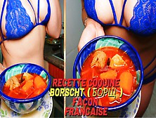 Naughty French Shows You A Recipe In A Naughty Way,  Masturbates And Sucks A Cock,  Oral Cumshot