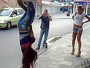 Hot Russian Girls Dancing On A Street Sign