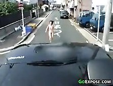 Naked Asian Girl Running Outside