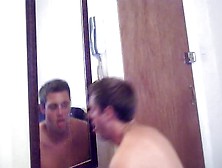 Guy Cums On Mirror And Licks It Up