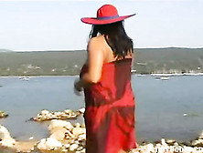 Huge Titis Polish Star Aneta Buena On Beach