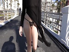 Teaser - Crotchless Panties With A Sheer High Slit Dress