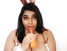 Indian Bunny Cosplayer Masturbates With A Carrot