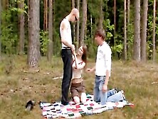 Amateur Danish Threesome In The Forest