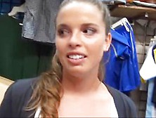 Cute Dark Brown Shopper Is Paid For Public Sex In The Mall
