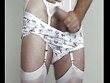 Big Cum In Flowery Lace Sissy Panties (+ Maxipad)