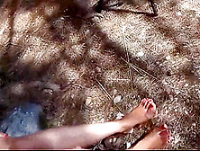 Stinky College Girl Feet With Dirty Soles In The Woods With Sandals