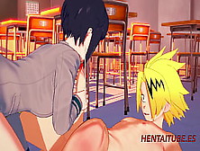Boku No Hero Asian Cartoon - Jiro Kyoka & Kaminari Denki Sex At Classroom Hand-Job,  Oral Sex,  Boobjob & Poked 1/2