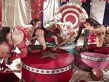 Insane Circus Orgy With Busty Kinky Lesbians