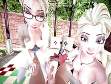 Elsa And Her Twin Sister Give A Guy A Blowjob In The First Person