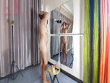 Nudist Hairdresser.  She Cuts Her Own Hair Nude Barber Shop.  Naked Stylist.  Head Shaving.  Bald Head - Regina Noir