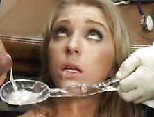 Man Masturbates & Cums On A Spoon & A Doctor Feeds It To Jaelyn