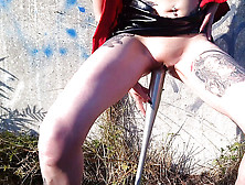 Extreme Bi-Atch Plumbed With Baseball Bat In Public