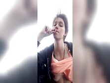 Sexy Beauty Smoking And Flashing On A Boat