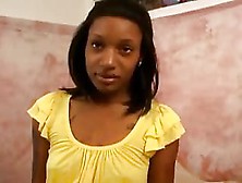 Sweety Young Black Girlfriend Juccy Stripping Yellow Top And Showing Her Tiny Breasts