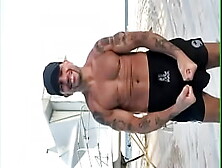 The Porn Star Champion Modeling Swim Trunks At The Beach
