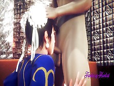 Street Figther Asian Cartoon 3D - Chun-Li,  Sperm In Her Mouth