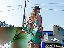 Colorful Summer Suit Upskirt