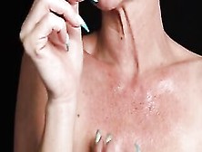 Smoking And Cumming With Oiled Titties Point Of View