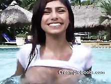 Mia Khalifa Huge Tits Show Off In Pool