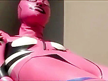 Rubber Slave In Pink Latex Catsuit Breathplay Evangelion