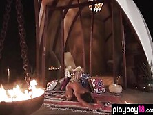 Flexible Cougar Yoga Instructors Daniella Smith Naked Workout At Night Outdoors