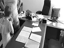 The Boss Fucks His Tiny Secretary On The Office Table And Films It On Hidden Camera