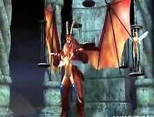 3D Big Boobs Teen Fucked By Flying Deamon On Tower