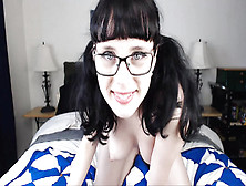 Young Busty Brunette Teen Plays Solo In Eyeglasses