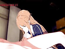 Sword Art Online Anime - Asuna X Kirito - Handjoob,  Head,  Fucks With Cum In
