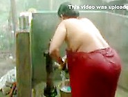 Big Beautiful Woman Indian Bhabhi Taking Shower From Pump