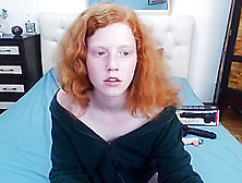 Natural Redhead Shows Feet,  Sucks Her Toes And Plays With Dildo