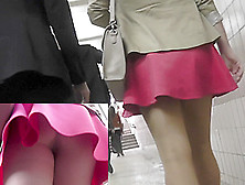 Real Upskirts Of Sexy Babe Walking With Her Colleague