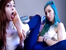 Perverted Lesbian Teens Passionately Worshiping Each Other's Feet And Toes