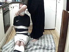Footballer Bound And Ball-Gagged Cock-Squeezing In Duct Tape Two