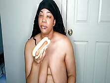 Topless Girl Eats Hotdogs N Self Suck
