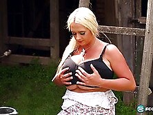 Emilia Boshe's Big Tits And Wet Pussy Get Played With Outdoors