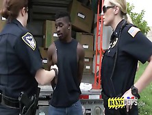 Illegal Merchandise Seller Is Caught By Perverted Milf Cops