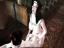 Voluptuous Futanari Nun With Big Tits And Cock Fucks A Busty Chick