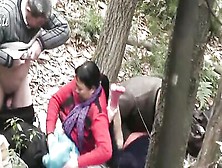Two Asian Milfs And Two Guys Are Fucking In The Woods