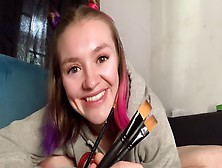 Cute White Lady Masturbation With Paint Brushes! Object Insertion!