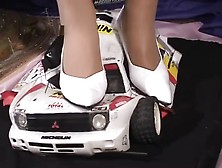 Car Crush White High Heels Hd