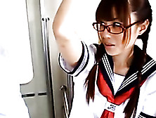 Naughty Scholgirl In Uniform Gets A Threesome Hardcore Screw In A Moving Bus