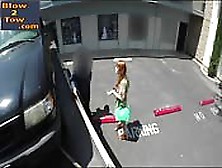 Redhead Gal Gives Bj To Tow Truck Driver