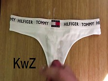 Big Sperm Shot Tribute On Girlfriend’S White Thong Tommy Hilfiger Th