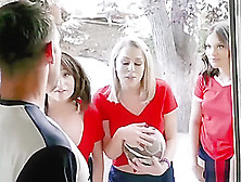 Teen Friends Play With Their Favorite Footballers Balls